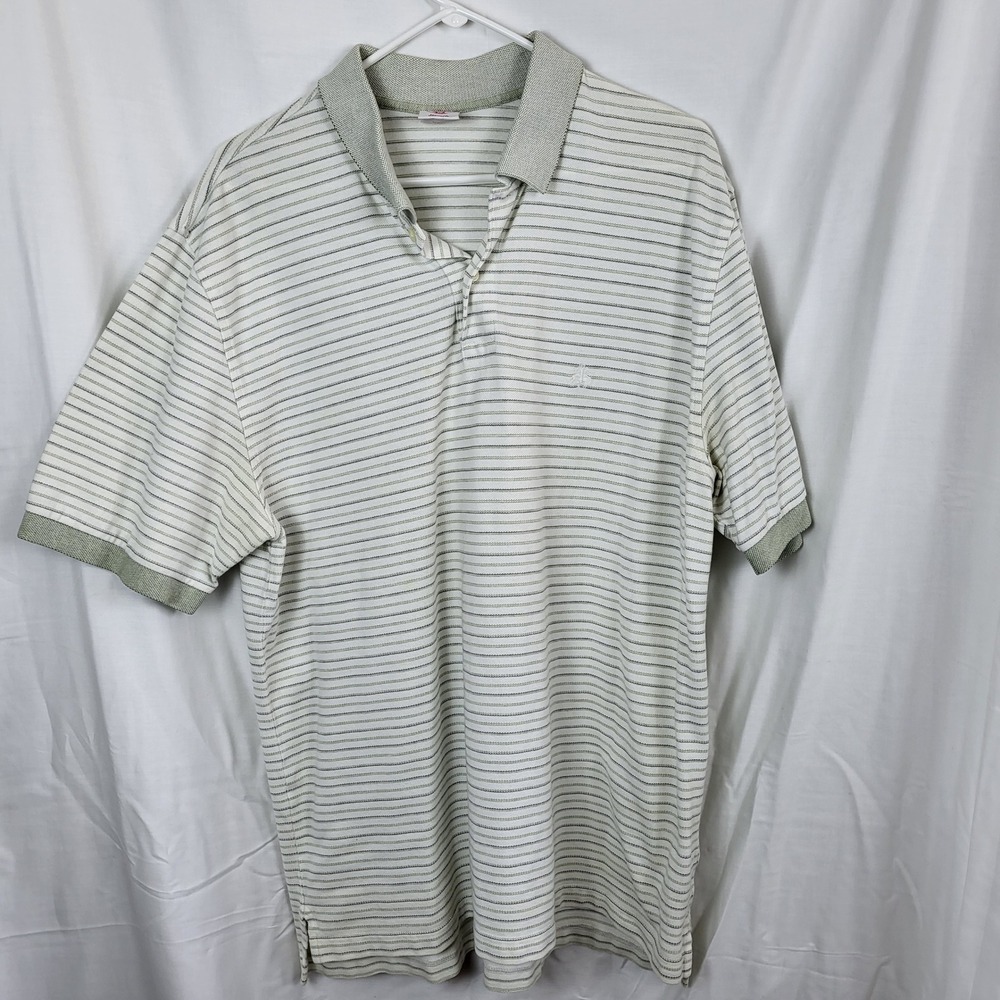 Brooks Brothers 346 Mens XL Original Fit Striped Cotton Polo Shirt Green White